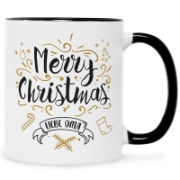 Bedruckte Tasse mit Weihnachtsmotiv im Merry Christmas Liebe Oma Design in Schwarz & Weiß