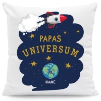 Bedrucktes Kissen mit Motiv Papas Universum