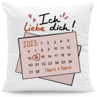 Bedrucktes Kissen mit Motiv Kalender Ich Liebe Dich - ohne Füllung