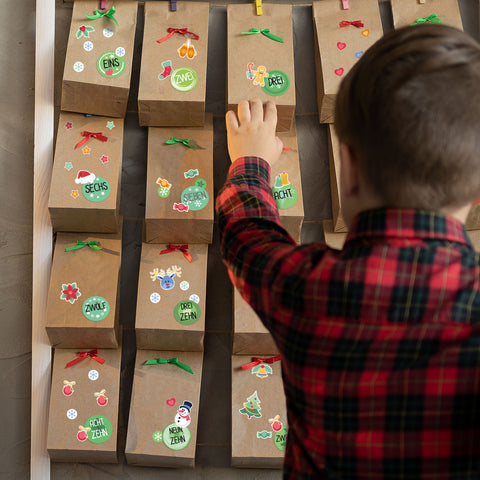 DIY Adventskalender 2023 zum Befüllen 25 Kraftpapiertüten + Zahlen & Sticker