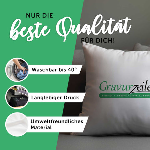 Bedrucktes Kissen mit Tiermotiv und Initiale - Personalisiert mit Name und Datum