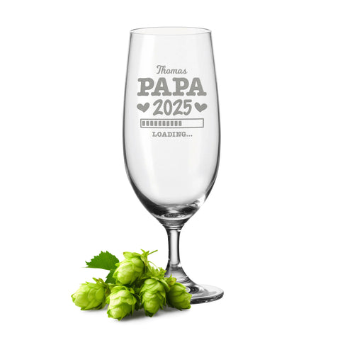 Leonardo Bierglas mit Gravur "Papa 2025 Loading" mit Namen