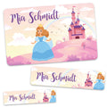 Schuletiketten mit Namen - Prinzessin Design - 100 Aufkleber in verschiedenen Größen