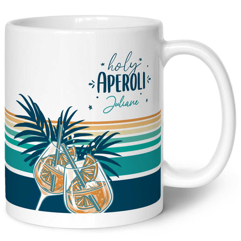 Bedruckte Tasse mit Aperol Spritz Motiv - Holy Aperoli - Aperol Geschenk für Frauen und Männer