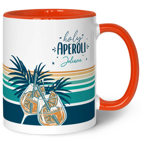 Bedruckte Tasse mit Aperol Spritz Motiv - Holy Aperoli - Aperol Geschenk für Frauen und Männer