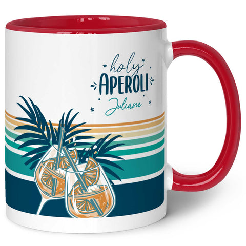 Bedruckte Tasse mit Aperol Spritz Motiv - Holy Aperoli - Aperol Geschenk für Frauen und Männer