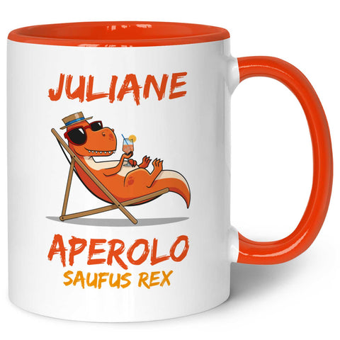 Bedruckte Tasse mit Aperol Spritz Motiv - Aperolo Saufus Rex - Aperol Geschenk für Frauen und Männer