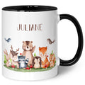 Bedruckte Tasse mit Name - Tiergruppe Wald