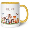 Bedruckte Tasse mit Name - Tiergruppe Wald