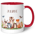 Bedruckte Tasse mit Name - Tiergruppe Wald