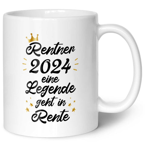 Bedruckte Tasse mit Spruch Rentner/Rentnerin 2024