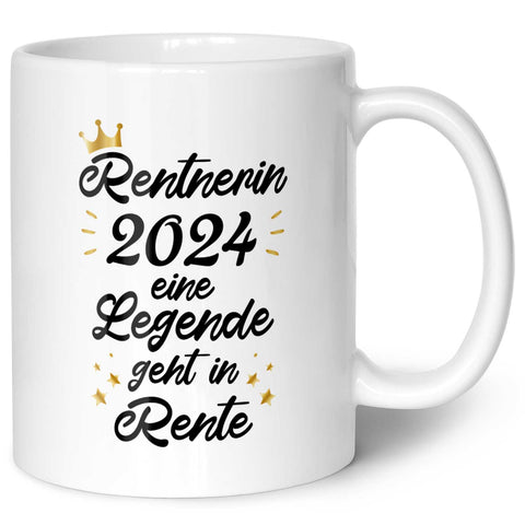 Bedruckte Tasse mit Spruch Rentner/Rentnerin 2024