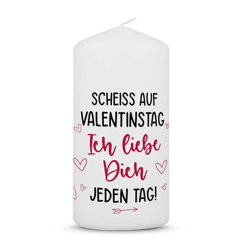 Kleine Kerze mit Spruch - "Scheiss auf Valentinstag"