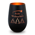 Deko Windlicht aus Glas mit Gravur - Tannenbaum - Frohe Weihnachten