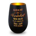 Deko Windlicht aus Glas mit Gravur - Glück ist eine Freundin wie Dich zu haben - Personalisiert mit