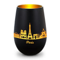 Deko Windlicht aus Glas mit Gravur - Skyline Paris