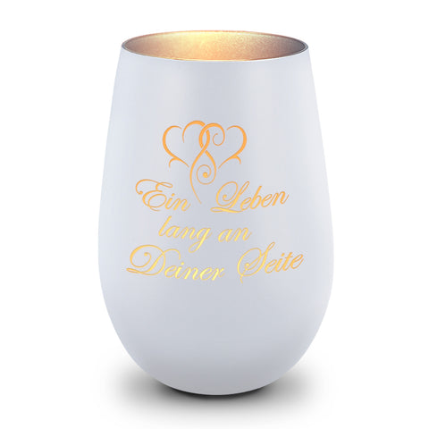 Deko Windlicht aus Glas mit Gravur - Ein Leben lang an deiner Seite - Geschenke für Sie & Ihn