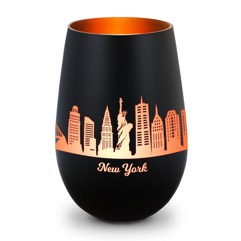 Deko Windlicht aus Glas mit Gravur - Skyline New York