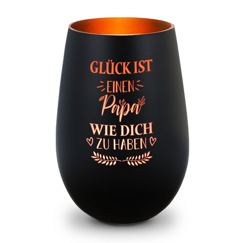 Deko Windlicht aus Glas mit Gravur - Glück ist einen Papa wie Dich zu haben