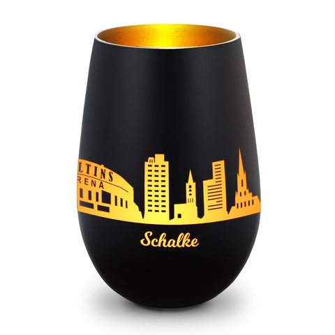 Deko Windlicht aus Glas mit Gravur - Skyline Schalke