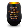 Deko Windlicht aus Glas mit Gravur - Glück ist eine Freundin wie Dich zu haben