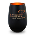 Deko Windlicht aus Glas mit Gravur - Ich will dich, ich liebe dich