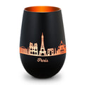 Deko Windlicht aus Glas mit Gravur - Skyline Paris