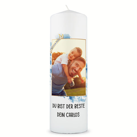 Bedruckte große Kerze mit Foto Bester Papa zum Vatertag