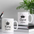 Bedruckte Tassen mit Spruch - King & Queen mit Namen