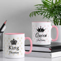 Bedruckte Tassen mit Spruch - King & Queen mit Namen