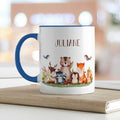 Bedruckte Tasse mit Name - Tiergruppe Wald