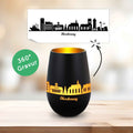 Deko Windlicht aus Glas mit Gravur - Skyline Norderney