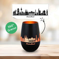 Deko Windlicht aus Glas mit Gravur - Skyline Deutschland