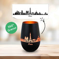 Deko Windlicht aus Glas mit Gravur - Skyline Paris