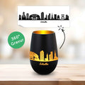 Deko Windlicht aus Glas mit Gravur - Skyline Schalke