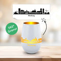 Deko Windlicht aus Glas mit Gravur - Skyline Norderney