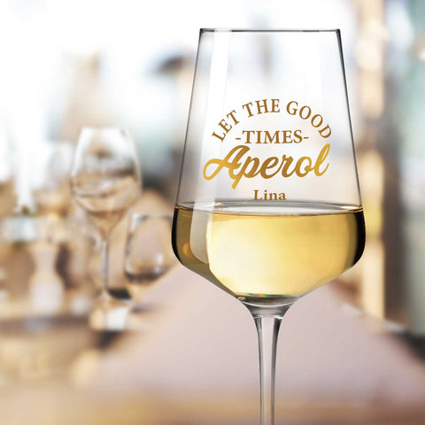 Leonardo Weinglas mit UV-Druck - Let the  good times Aperol mit Namen