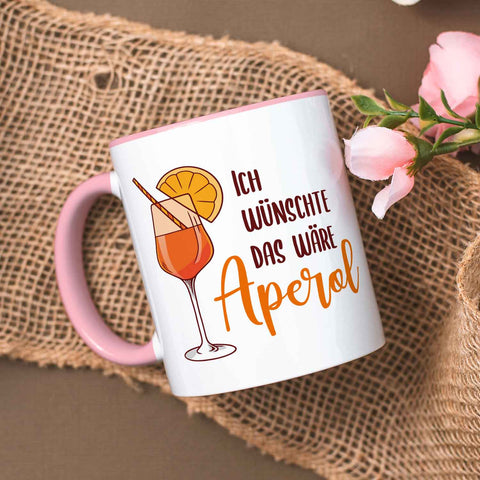 Bedruckte Tasse mit Aperol Spritz Motiv - Ich wünschte das wäre Aperol - Aperol Geschenk