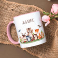 Bedruckte Tasse mit Name - Tiergruppe Wald