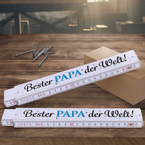 Zollstock 2 Meter - Bester Papa Opa oder Onkel der Welt - Geschenk zum Vatertag und Geburtstag