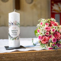 Große Kerze "Flower Wedding" - Hochzeitskerze mit Namen, Datum & Wunschtext