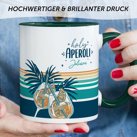 Bedruckte Tasse mit Aperol Spritz Motiv - Holy Aperoli - Aperol Geschenk für Frauen und Männer