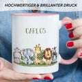 Bedruckte Tasse mit Name - Tiergruppe Safari