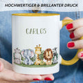 Bedruckte Tasse mit Name - Tiergruppe Safari