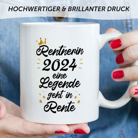 Bedruckte Tasse mit Spruch Rentner/Rentnerin 2024