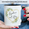 Bedruckte Tasse mit Spruch Erzieher/in mit Herz