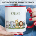 Bedruckte Tasse mit Name - Tiergruppe Safari