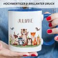 Bedruckte Tasse mit Name - Tiergruppe Wald