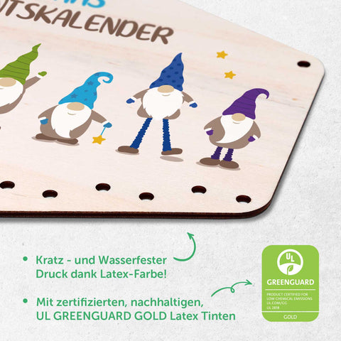 Personalisierter Adventskalender aus Holz mit Druckmotiv & Namen - Waldtiere