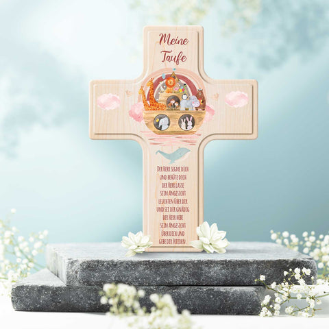 Personalisierbares Holzkreuz zur Taufe Konfirmation oder Kommunion - Arche Design